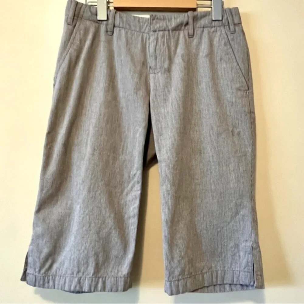 Banana Republic| Grey Linen Pinstripe Culottes Pockets Side Slit Size US 8